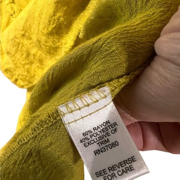 EST. 1946 Mustard Yellow Boho Lace Sleeve Blouse – Size L - Picture 6 of 6